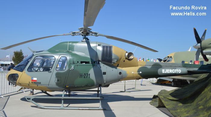 Helicopter Eurocopter AS355NP Ecureuil 2 / TwinStar Serial 5753 Register H271 used by Ejercito de Chile (Chilean Army) ,Helibras. Aircraft history and location