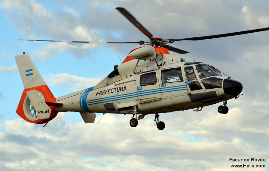Helicopter Eurocopter AS365N2 Dauphin 2 Serial 6478 Register PA-44 D-HAVZ EC-HIM SE-JCE used by Prefectura Naval Argentina PNA (Argentine Coast Guard) ,Heli Aviation GmbH ,Administraciones Locales Xunta de Galicia (Galicia Government) ,Helicsa ,helikopterservice ab. Aircraft history and location