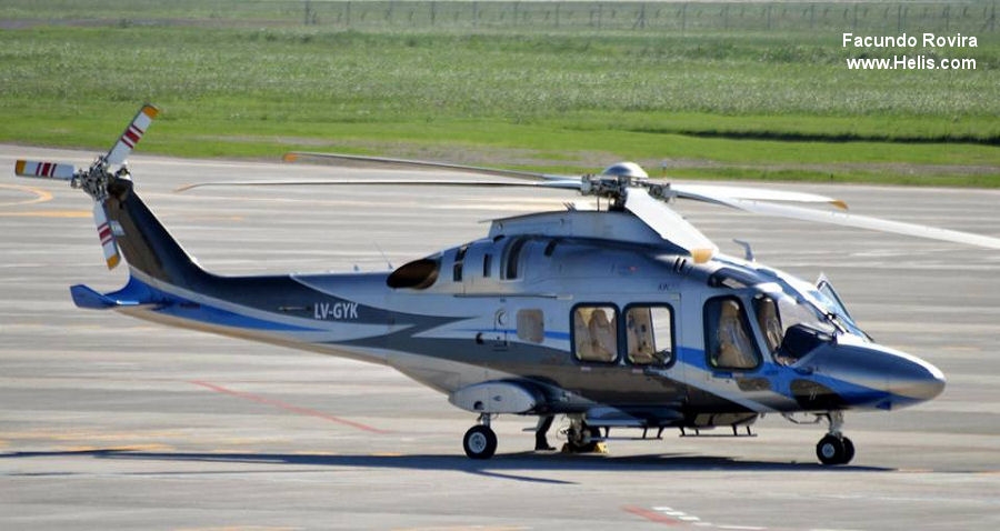 Helicopter AgustaWestland AW169 Serial 69025 Register LV-GYK. Built 2016. Aircraft history and location