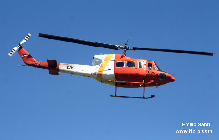 Helicopter Bell 212 Serial 31157 Register UNO-807 UN-851 UN-614 030 used by United Nations UNHAS ,Fuerza Aerea Uruguaya FAU (Uruguayan Air Force). Built 1980. Aircraft history and location