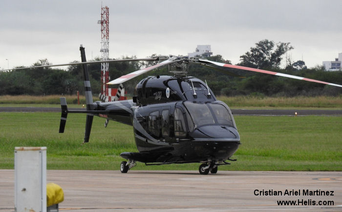Helicopter Bell 429WLG Serial 57168 Register LQ-FVD LV-FVD N107BE C-GXPE used by Gobiernos Provinciales Gobierno de Corrientes (Corrientes Province Government) ,Modena Air Service ,Bell Helicopter ,Bell Helicopter Canada. Built 2013. Aircraft history and location
