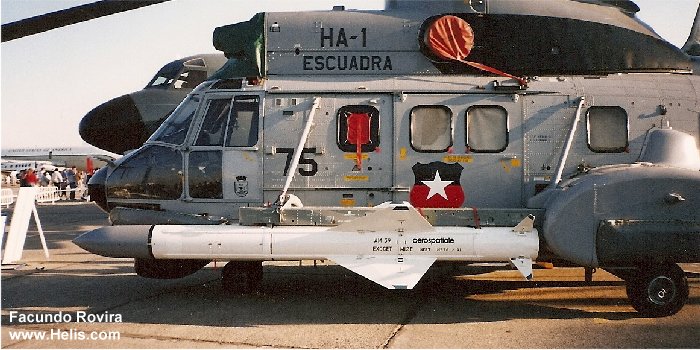 Helicopter Eurocopter AS532SC Cougar Serial 2399 Register 75 used by Armada de Chile (Chilean Navy). Aircraft history and location
