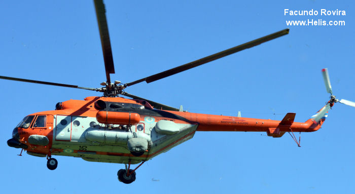 Helicopter Mil Mi-171E Serial 171E00032105702U Register H-95 used by Fuerza Aerea Argentina FAA (Argentine Air Force). Aircraft history and location