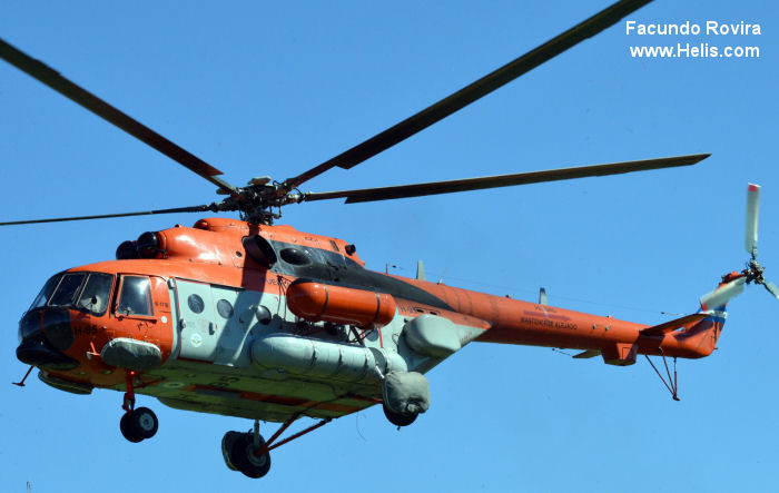 Helicopter Mil Mi-171E Serial 171E00032105702U Register H-95 used by Fuerza Aerea Argentina FAA (Argentine Air Force). Aircraft history and location