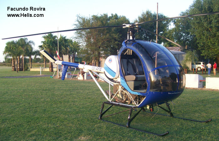 Helicopter Schweizer 300C Serial S1601 Register LV-AFB LQ-AFB N3623Y used by Policias Provinciales (Argentine Provinces Police Units). Built 1992. Aircraft history and location