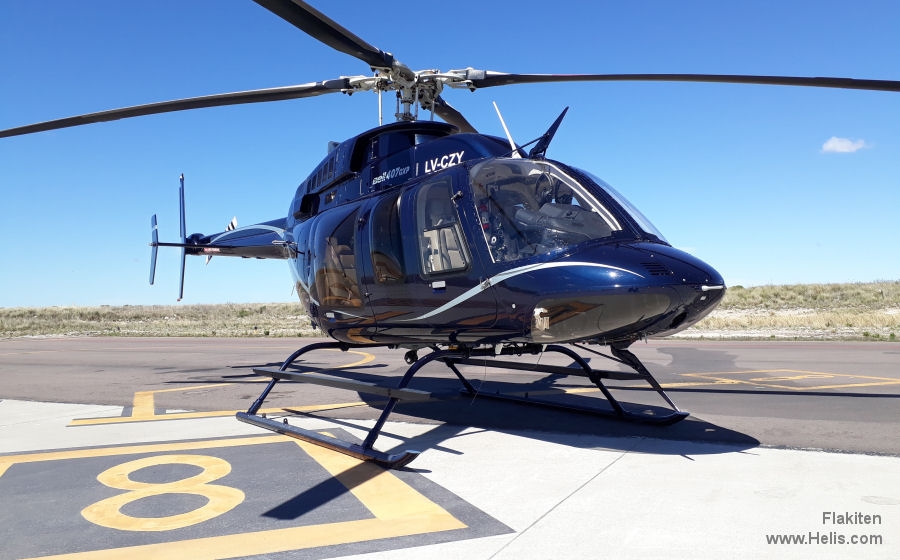 Helicopter Bell 407GXP Serial 54656 Register LV-CZY N630XG used by Bell Helicopter. Built 2016. Aircraft history and location