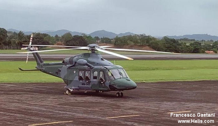 Helicopter AgustaWestland AW139 Serial 31468 Register AN-141 used by Servicio Nacional Aeronaval SENAN (national air naval service). Aircraft history and location