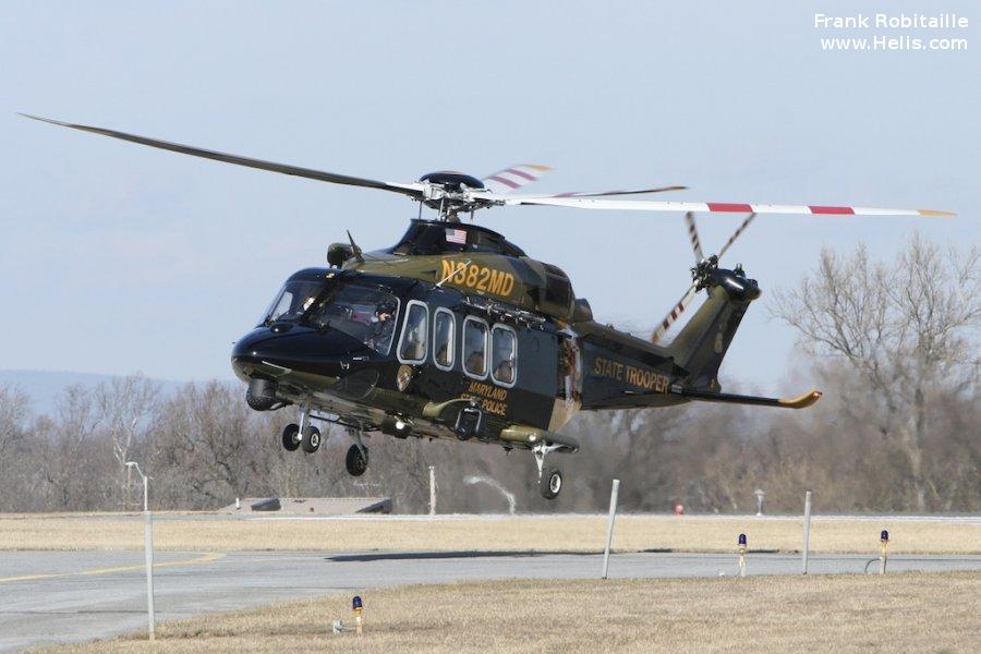 Helicopter AgustaWestland AW139 Serial 41287 Register N382MD used by MSP (Maryland State Police). Built 2012. Aircraft history and location