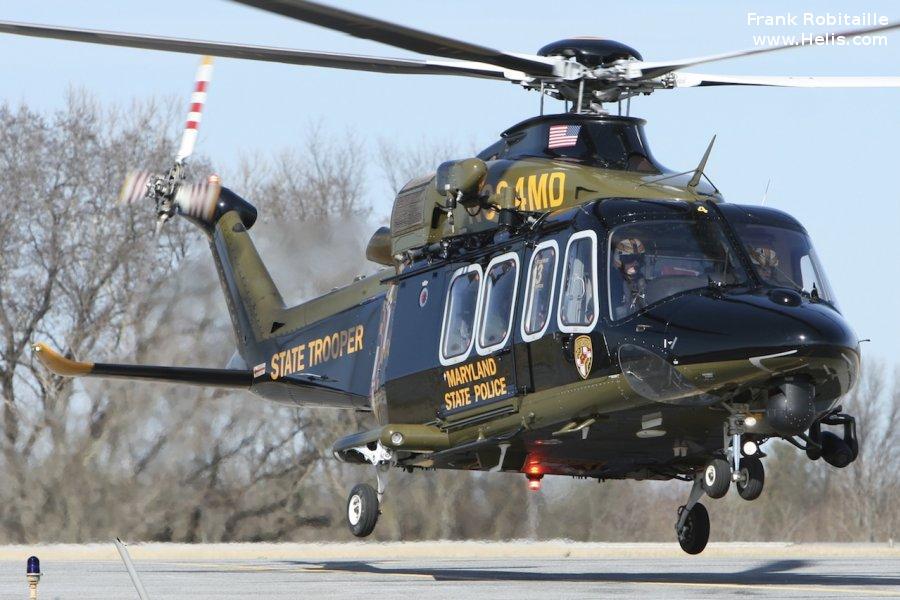 Helicopter AgustaWestland AW139 Serial 41290 Register N384MD used by MSP (Maryland State Police). Built 2013. Aircraft history and location