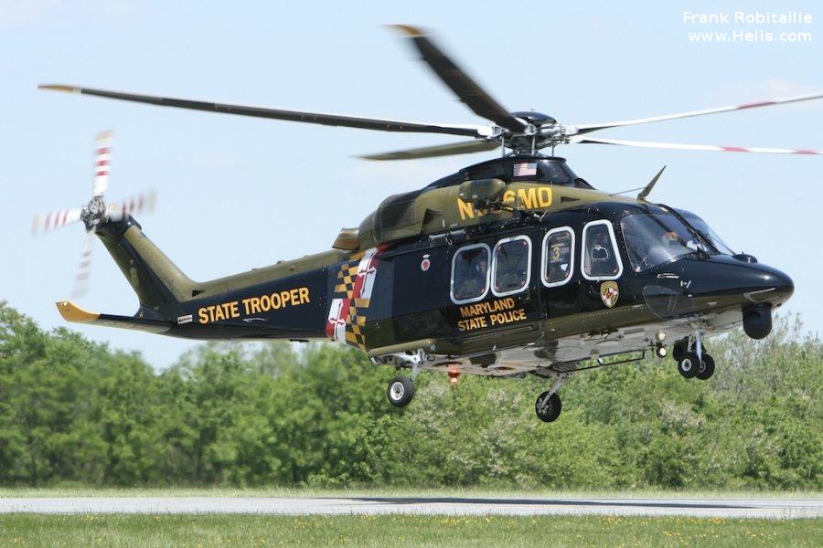 Helicopter AgustaWestland AW139 Serial 41292 Register N386MD used by MSP (Maryland State Police). Built 2013. Aircraft history and location