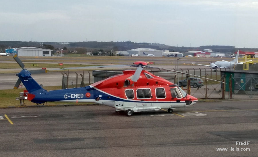 Helicopter Airbus Helicopters H175 Serial 5039 Register G-EMED used by CHC Scotia. Built 2018. Aircraft history and location