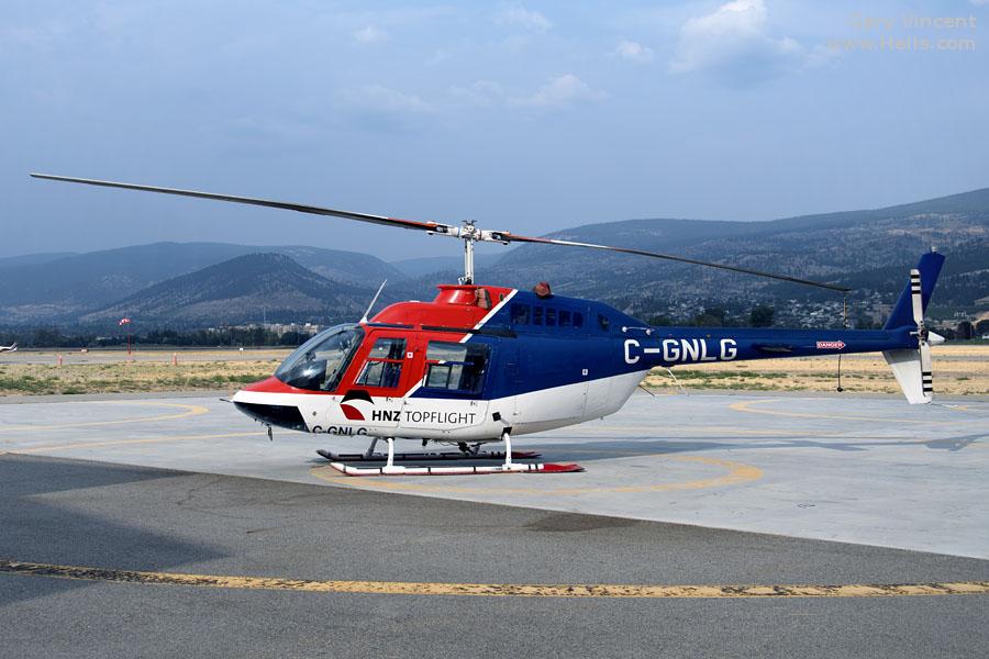 Helicopter Bell 206B-3 Jet Ranger Serial 2360 Register C-GNLG used by Canadian Helicopters Ltd. Aircraft history and location