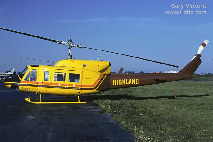 Helicopter Bell 212 Serial 31130 Register A7-HBN VT-HGE A7-HAS C-GLZG used by Gulf Helicopters ,United Helicharters ,Qatar General Petroleum Corp QGPC ,Highland Helicopters. Built 1980. Aircraft history and location