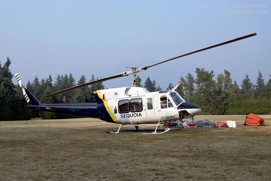 Helicopter Bell 212 Serial 35103 Register C-GORH VT-HGJ C-FAOC used by Sequoia Helicopters ,United Helicharters ,CHC (Canadian Helicopter Corporation). Built 1998. Aircraft history and location