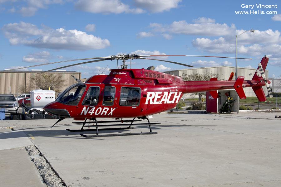 Helicopter Bell 407 Serial 53872 Register N649AE N40RX used by Air Evac Lifeteam ,REACH Air Medical. Built 2008. Aircraft history and location