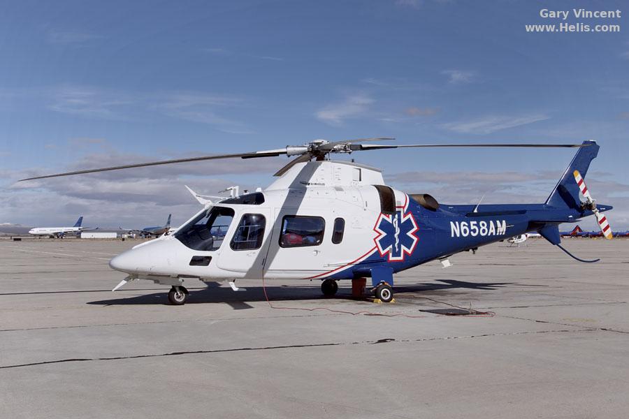 Helicopter AgustaWestland AW109E Power Serial 11504 Register N658AM N209CF N109DK N6PV used by TriState CareFlight ,Duke Life Flight ,AgustaWestland Philadelphia (AgustaWestland USA). Built 2001. Aircraft history and location