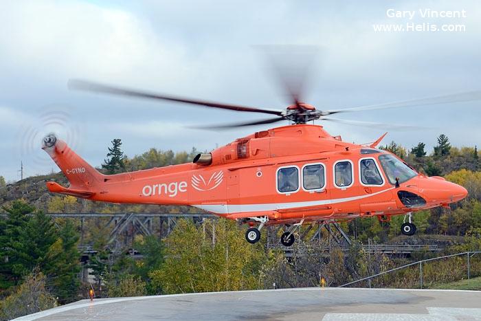 Helicopter AgustaWestland AW139 Serial 41250 Register C-GYNO N470SM used by Canadian Ambulance Services Ornge ,AgustaWestland Philadelphia (AgustaWestland USA). Built 2010. Aircraft history and location