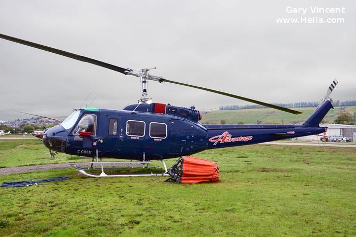 Helicopter Bell 205A Serial 30011 Register C-GREU EC-FQO N43162 N4007G used by TAF Helicopters. Built 1968. Aircraft history and location