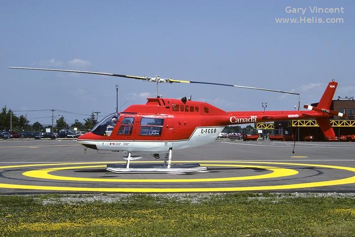 Helicopter Bell 206A Serial 140 Register C-FCGO CF-CGO used by Government of Canada. Built 1968. Aircraft history and location