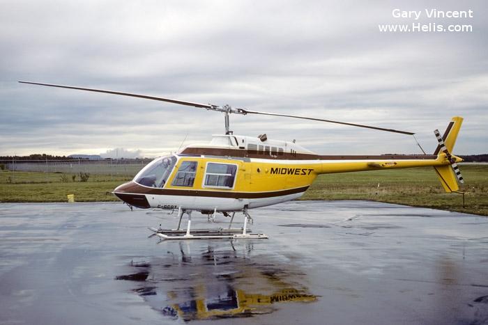 Helicopter Bell 206A Serial 492 Register C-GCQT N15FD used by Midwest Helicopters. Aircraft history and location