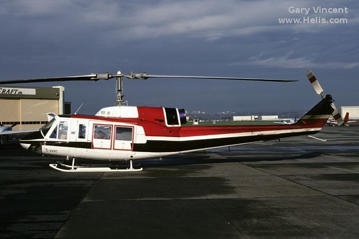 Helicopter Bell 214B Serial 28014 Register C-GTWF C-FQTJ C-GVXC N9952K used by Transwest Helicopters TWH ,Eagle Copters ,Bell Helicopter. Built 1976. Aircraft history and location