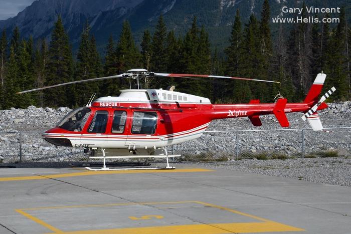 Helicopter Bell 407 Serial 53271 Register C-FALF used by Alpine Helicopters. Aircraft history and location