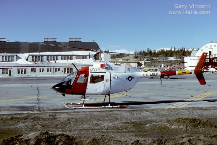 Helicopter Bell OH-58A Kiowa Serial 42200 Register 73-21934 used by US Army Aviation Army. Built 1977. Aircraft history and location