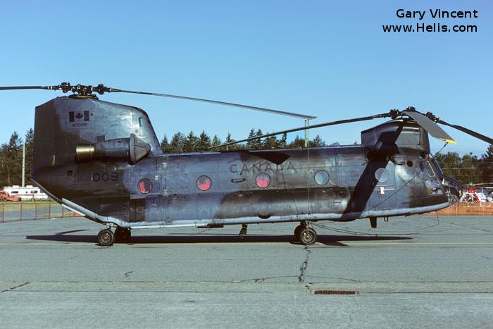Helicopter Boeing-Vertol CH-147 Chinook Serial b-796 Register 147009 used by Canadian Armed Forces. Built 1978. Aircraft history and location