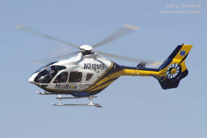 Helicopter Eurocopter EC135P1 Serial 0129 Register N841LF N312MS used by LFN (Life Flight Network) ,Northwest MedStar. Built 1999. Aircraft history and location