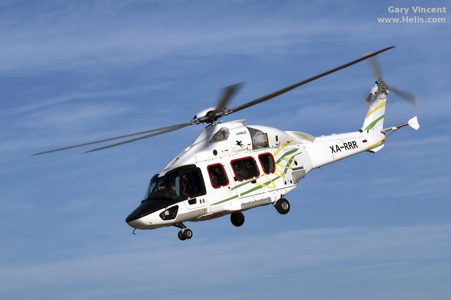 Helicopter Airbus H175 Serial 5074 Register XA-RRR used by Transportes Aereos Pegaso. Built 2024. Aircraft history and location