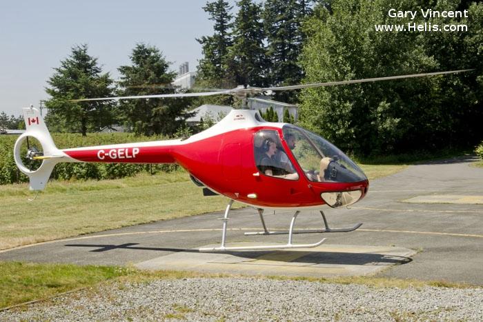 Helicopter Guimbal Cabri G2 Serial 1184 Register C-GELP. Built 2017. Aircraft history and location
