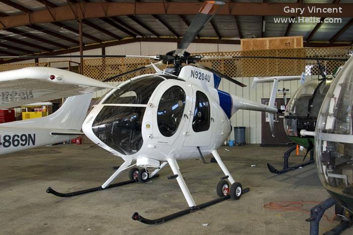 Helicopter McDonnell Douglas MD369E / MD500E Serial 0531E Register N9204U used by JSO (Jacksonville Sheriff's Office) ,Brown Helicopter Inc BHI ,US Department of Homeland Security DHS. Built 1996. Aircraft history and location