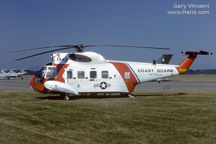 Helicopter Sikorsky HH-52A Sea Guard Serial 62-132 Register 1449 used by US Coast Guard USCG. Aircraft history and location