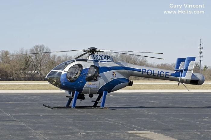 Helicopter McDonnell Douglas MD520N Serial LN095 Register N520AP N200KG N7051F used by LMPD (Louisville Metro Police Department) ,MD Helicopters MDHI. Built 2001. Aircraft history and location