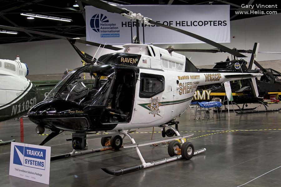 Helicopter Bell OH-58A Kiowa Serial 41146 Register N1032F 70-15595 used by Washoe County Sheriff Office ,US Army Aviation Army. Aircraft history and location