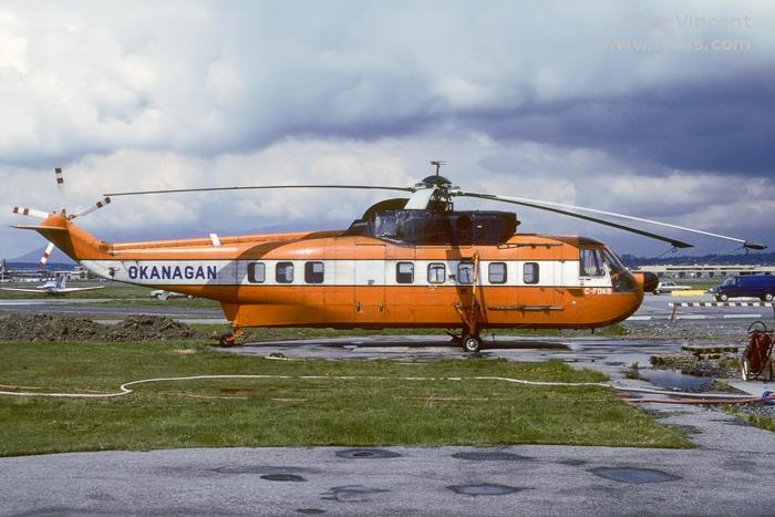 Helicopter Sikorsky S-61L Serial 61-266 Register N266HL N5368G C-FOKB CF-OKB N304V used by Canadian Helicopters Ltd ,Okanagan Helicopters ,Los Angeles Airways LAA. Built 1966. Aircraft history and location