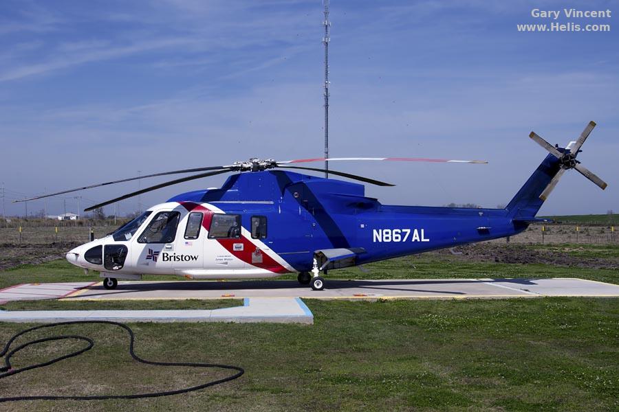 Helicopter Sikorsky S-76C Serial 760579 Register N867AL N7104Q used by Air Logistics ,CFS Air ,Sikorsky Helicopters. Built 2004. Aircraft history and location