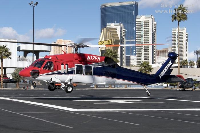 Helicopter Sikorsky UH-60A Black Hawk Serial 70-227 Register N17FH 80-23469 used by Brainerd Helicopters Inc BHI ,US Army Aviation Army. Built 1981. Aircraft history and location