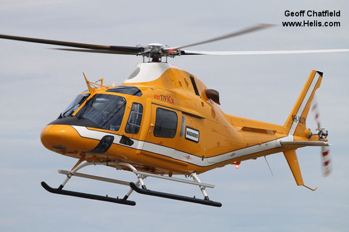 Helicopter AgustaWestland AW119Kx Koala Serial 14825 Register PK-USM VH-WJY N168MM used by National Utility Helicopters NUH ,AgustaWestland Philadelphia (AgustaWestland USA). Built 2014. Aircraft history and location