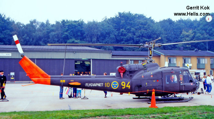Helicopter Agusta AB204B Serial 3006 Register 03424 used by flygvapnet (swedish air force). Aircraft history and location
