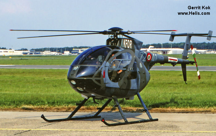 Helicopter Breda Nardi NH500E Serial 242 Register MM81304 used by Aeronautica Militare Italiana AMI (Italian Air Force). Aircraft history and location