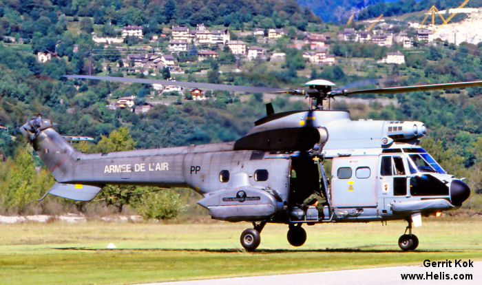 Helicopter Aerospatiale AS332B Super Puma Serial 2093 Register 2093 used by Ejercito del Aire EdA (Spanish Air Force) ,Armée de l'Air (French Air Force). Aircraft history and location