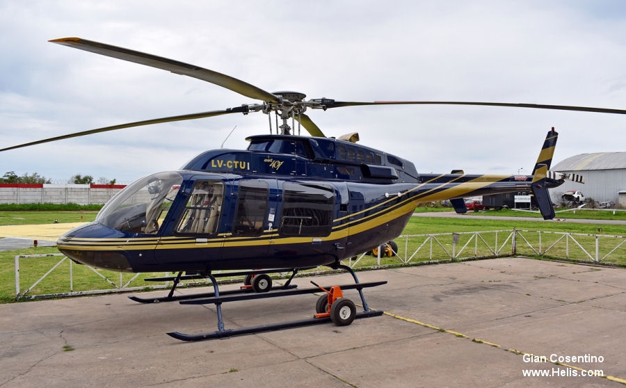 Helicopter Bell 407 Serial 54065 Register LV-CTU N437KB used by Bell Helicopter. Built 2011. Aircraft history and location