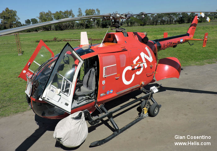 Helicopter MBB Bo105CBS-5 Serial S-918 Register LV-COM D-HGSK used by HeliUshuaia ,C5N (Buenos Aires News Channel 5) ,Bundesministerium des Innern BMI Christoph 2 (BMI). Built 1996. Aircraft history and location
