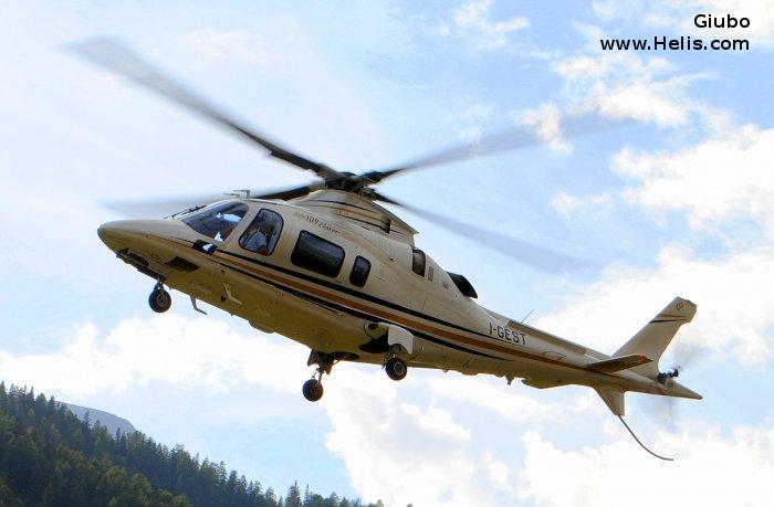 Helicopter AgustaWestland AW109E Power Serial 11726 Register I-GEST. Built 2008. Aircraft history and location