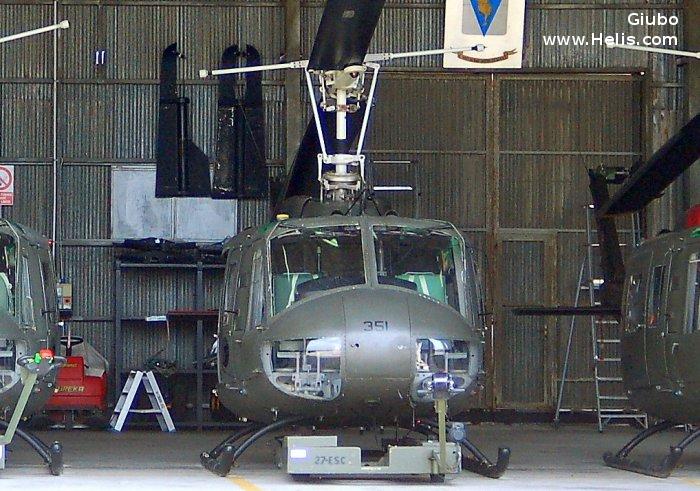 Helicopter Agusta AB205A-1 Serial 4383 Register MM80722 used by Aviazione dell'Esercito AVES (Italian Army  Aviation). Aircraft history and location