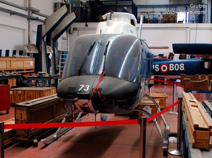 Helicopter Agusta AB206B-3 Serial 8707 Register PS-73 used by Polizia di Stato (Italian Police). Aircraft history and location
