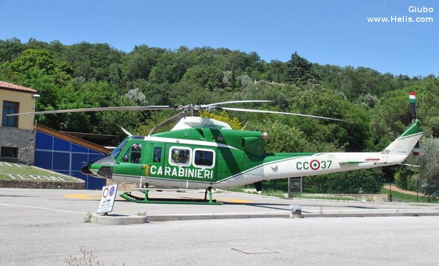 Helicopter Agusta AB412EP Serial 25982 Register MM81693 used by Carabinieri (Italian Gendarmerie) ,Corpo Forestale dello Stato (State Forestry Department). Aircraft history and location