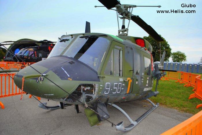 Helicopter Agusta AB212 ICO Serial 5815 Register MM81158 used by Aeronautica Militare Italiana AMI (Italian Air Force). Aircraft history and location
