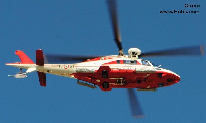 Helicopter AgustaWestland AW109E Power Serial 11213 Register I-DVFB used by Vigili del Fuoco (Italian Firefighters). Built 2003. Aircraft history and location